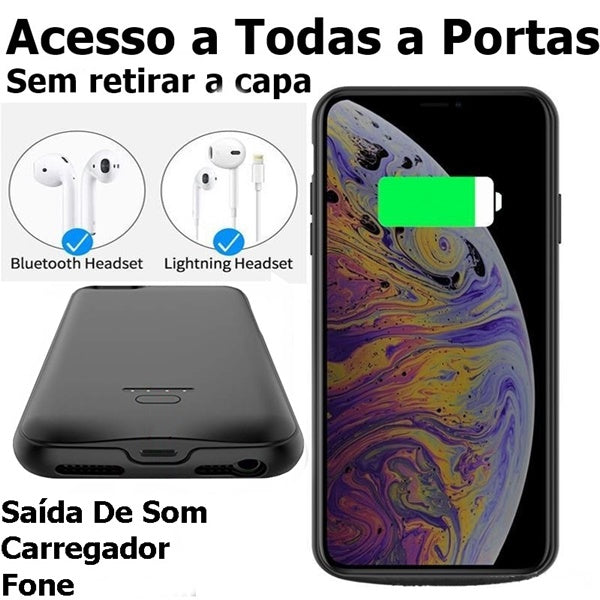 Capa Capinha carregadora Bateria Iphone 14 13 12 11 8 7 6 6s SE 2020 SE2022 Bateria Extra Recarregável