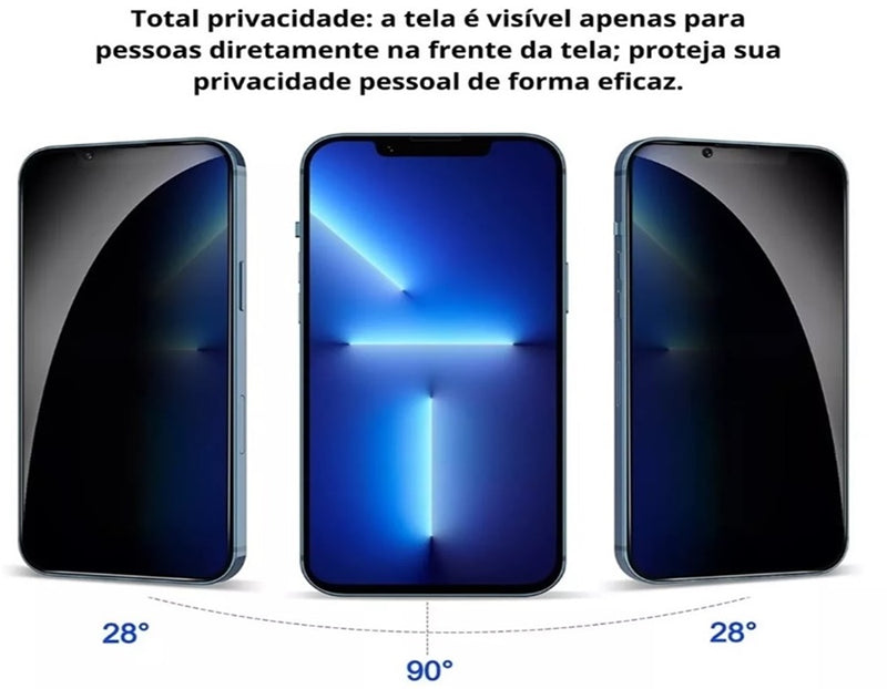 Película De Vidro Temperado Privacidade Para iPhone 14 13 12 Pro Max Anti Espião 3D 5D