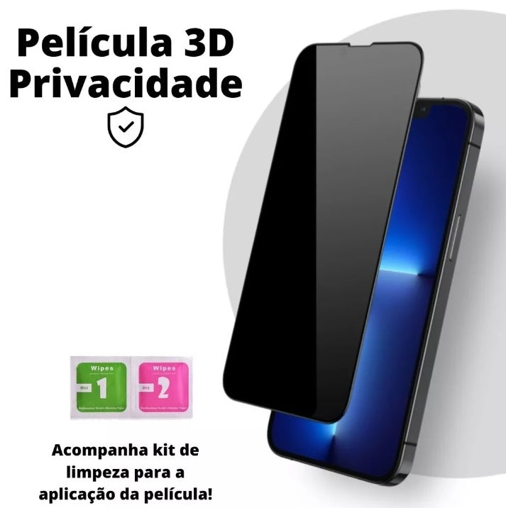 Película De Vidro Temperado Privacidade Para iPhone 14 13 12 Pro Max Anti Espião 3D 5D